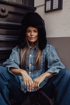 Cher Fluffy Aviator Hat - Black