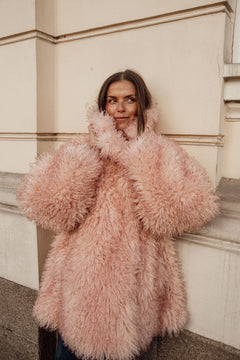 Long Pile Alternative Fur Midi Coat - Mary'S Rose