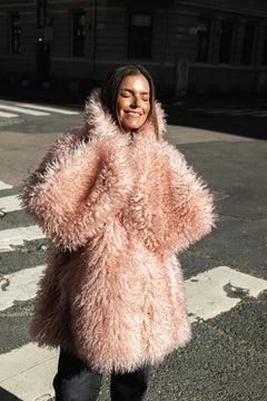 Long Pile Alternative Fur Midi Coat - Mary'S Rose
