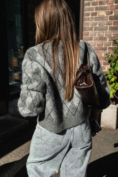Gzsasi Cardigan - Check Dark Grey/Grey/Blue Comb