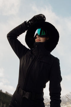 Parry Ski Jumpsuit Faux Border - Black