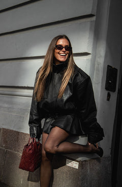 Biker Leather Jacket - Black