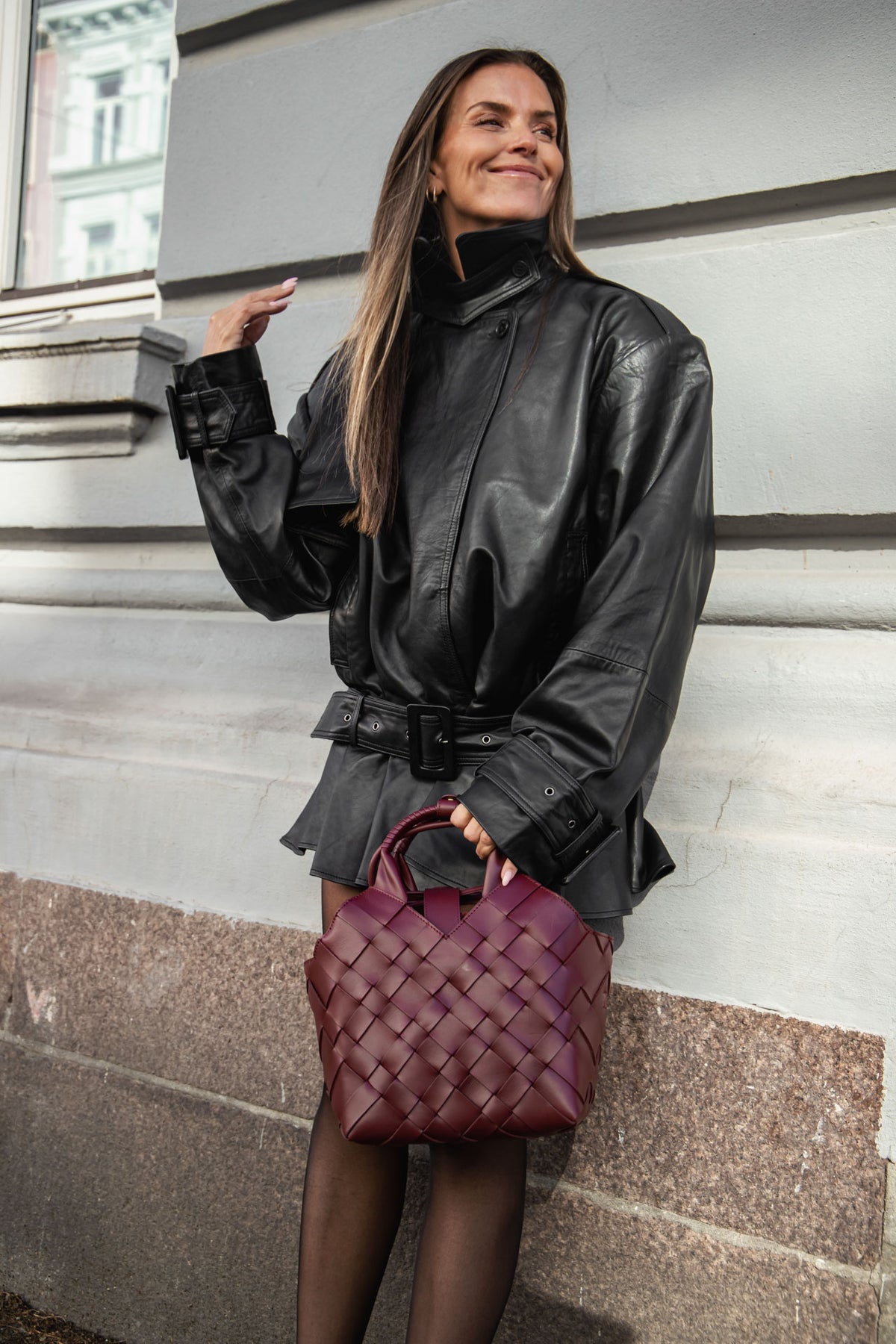 Biker Leather Jacket - Black