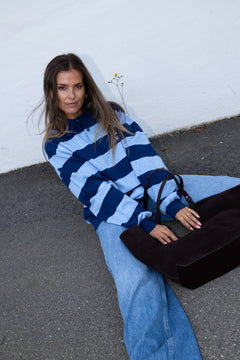 Frey Polo Sweater - Navy/Light Blue