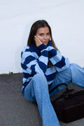 Frey Polo Sweater - Navy/Light Blue