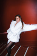Faux Fur Short Jacket - Snow White