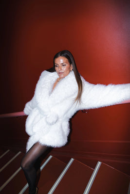 Faux Fur Short Jacket - Snow White