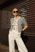 Frida Bow Knit - Off White/Blue