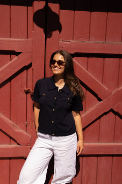 Helen Polo Knit Cardigan - Navy
