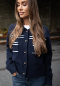 Lisa Stitch Pocket Cardigan - Navy