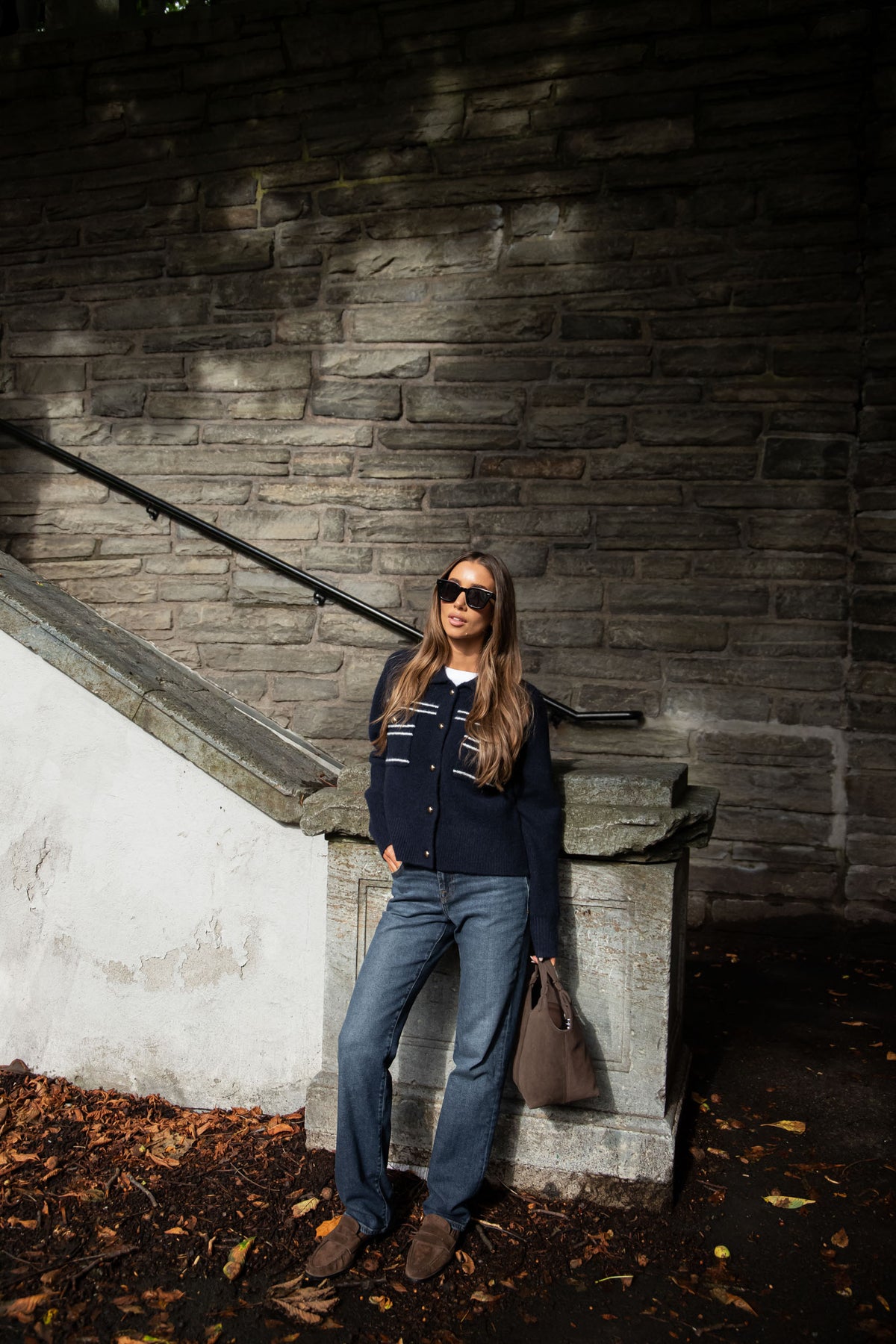 Lisa Stitch Pocket Cardigan - Navy