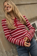 Marte Ls Stripe Polo - Red