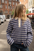 Isabelle Striped Polo Jumper - Navy