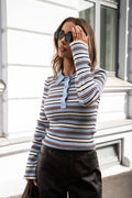Marte Ls Stripe Polo - Blue