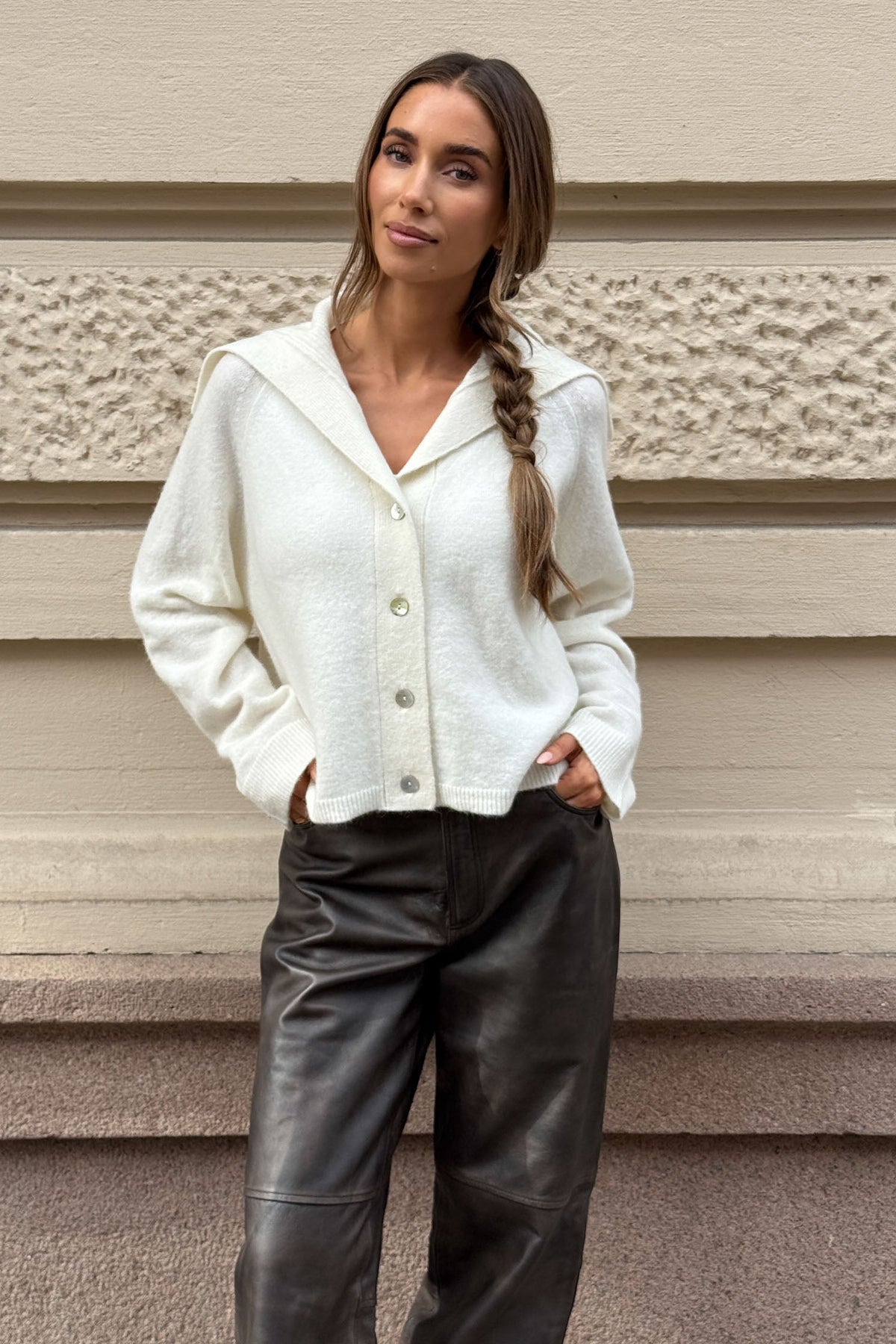Selina Captain Wool Cardigan - Off White