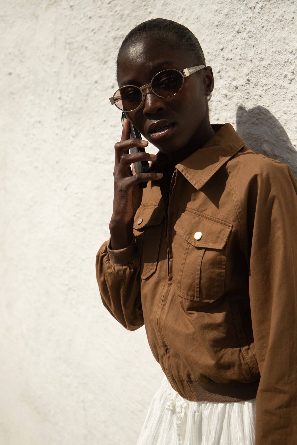 Mona Cotton Bomber Jacket - Brown