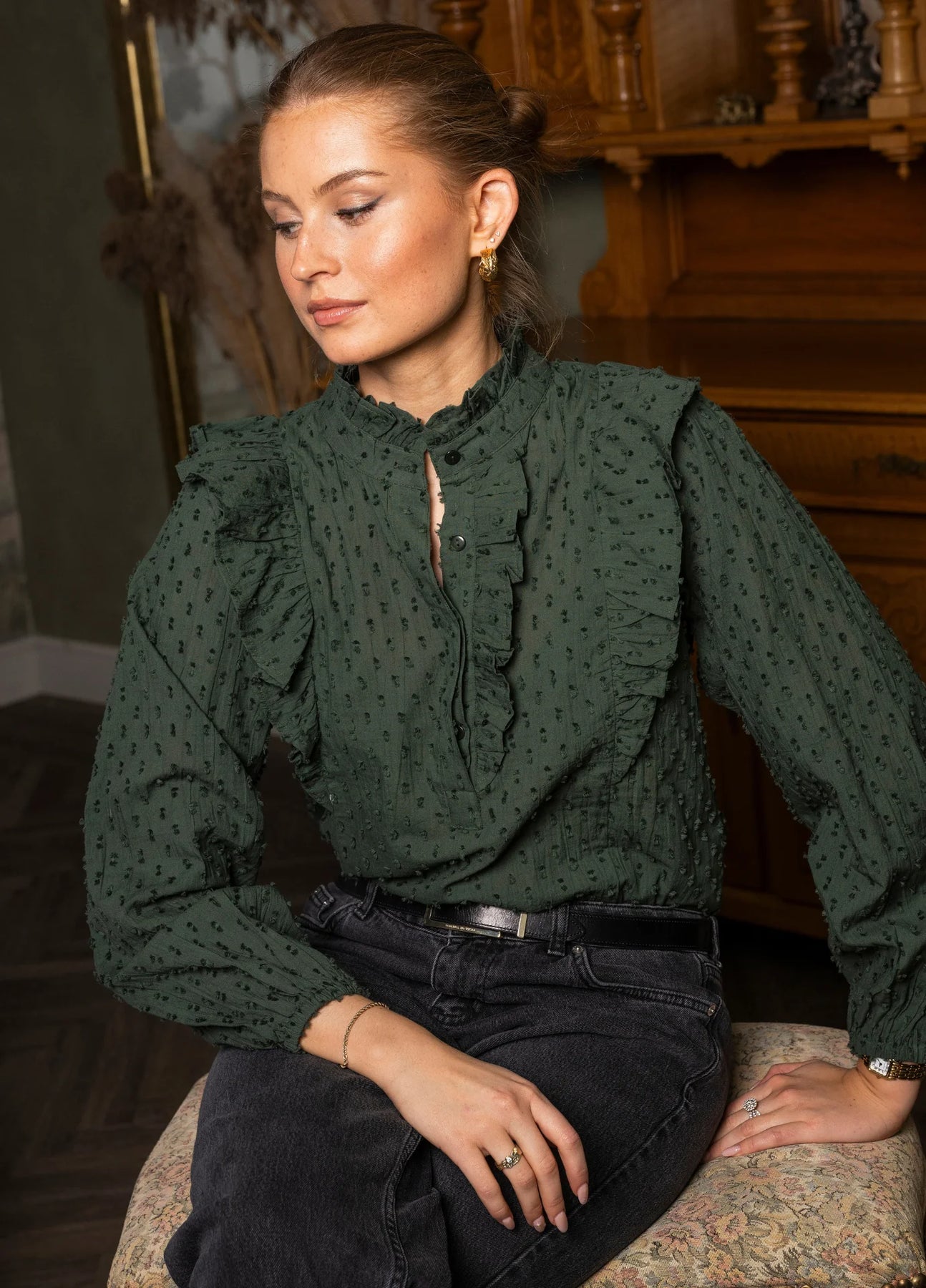 Maya Blouse - Hunter Green