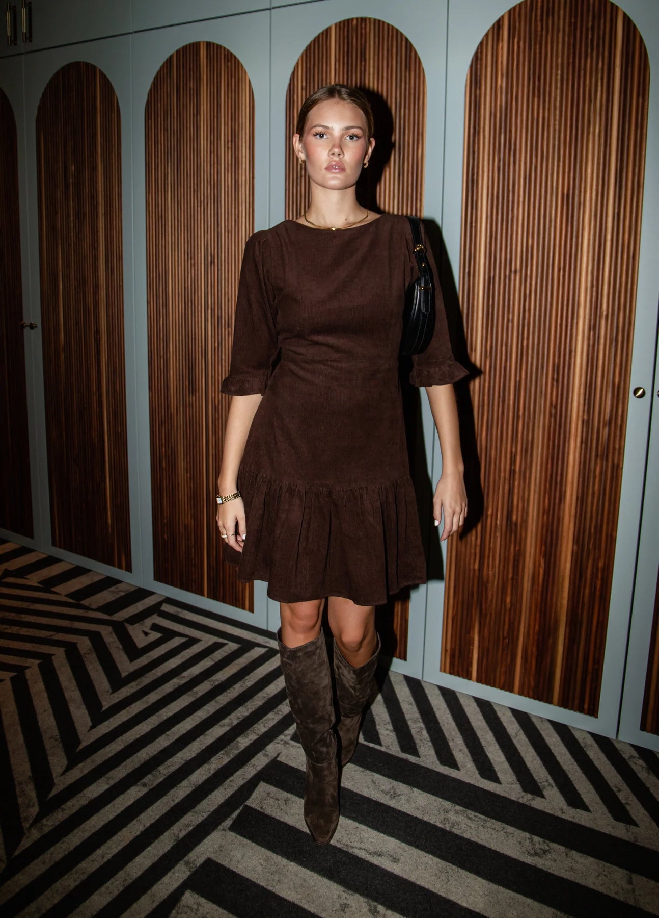 Rita Dress - Dark Mocha Corduroy
