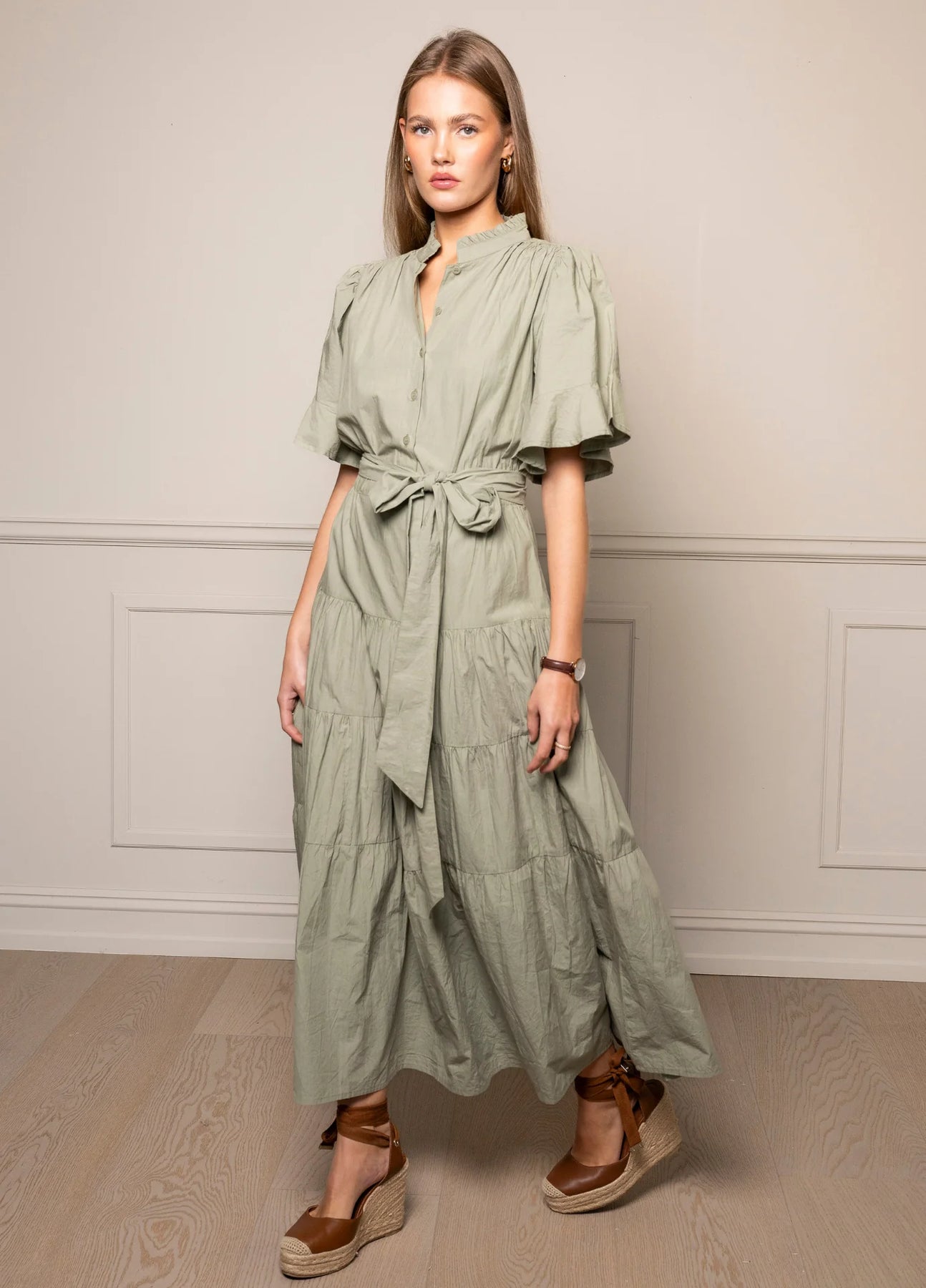 Gaia Dress - Sage Poplin