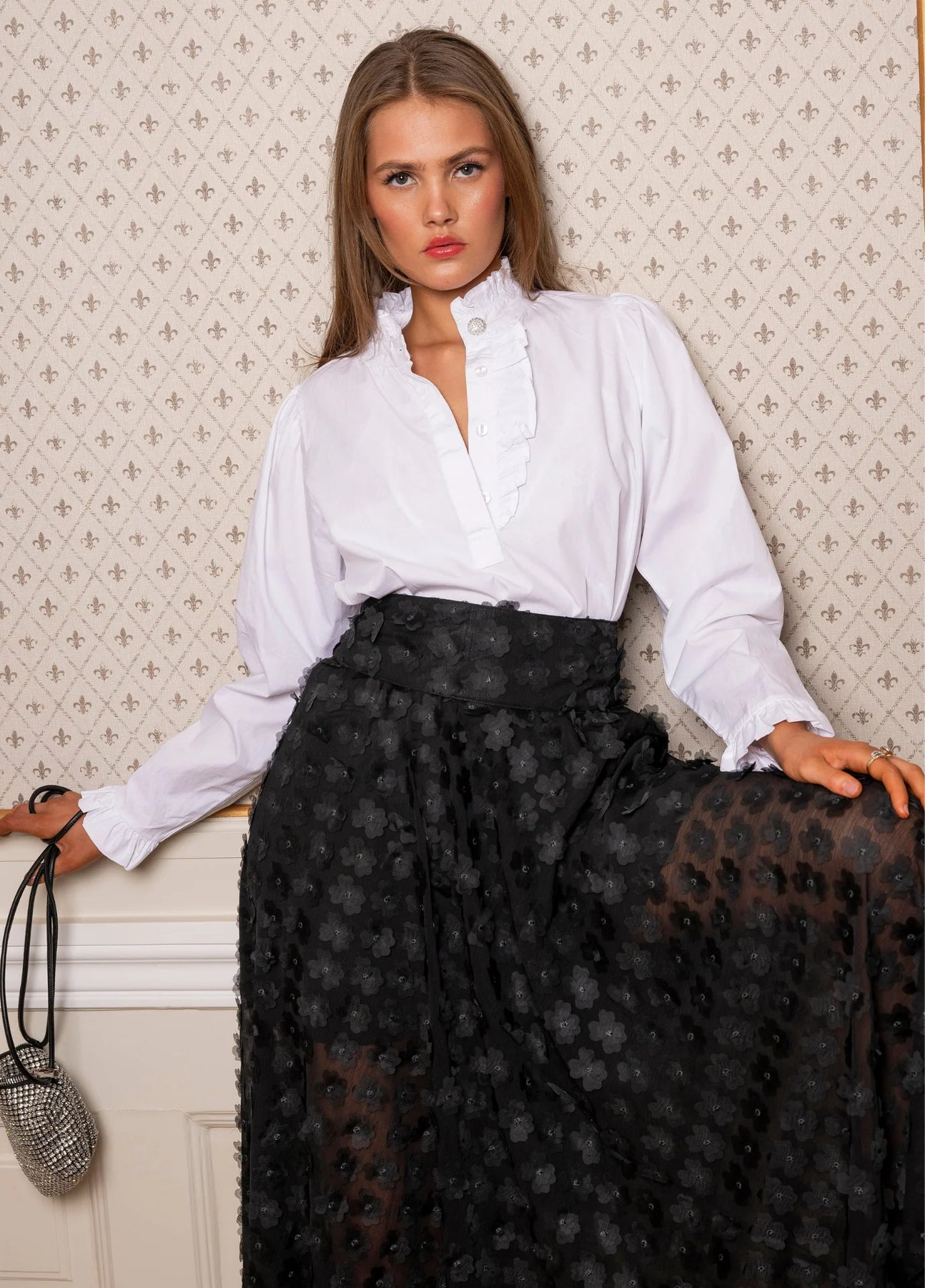 Astrid Skirt Black Applique