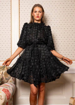Laura Dress - Black Applique