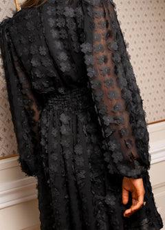 Amelie Dress - Black Applique