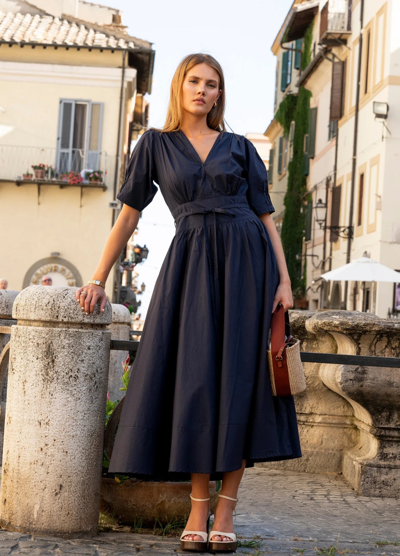 Maria Dress - Marine Poplin