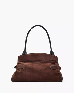 The Suede Dakota Satchel - Dark Brown