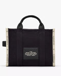 The Medium White Stripe Tote - Black