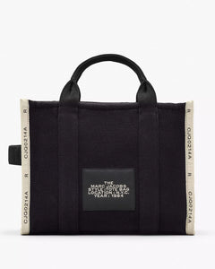 The Medium White Stripe Tote - Black