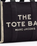 The Medium White Stripe Tote - Black