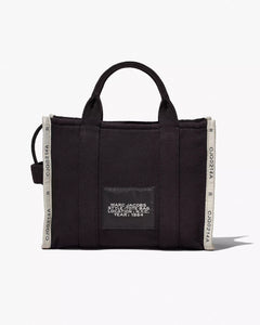 The Medium White Stripe Tote - Black