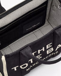 The Medium White Stripe Tote - Black