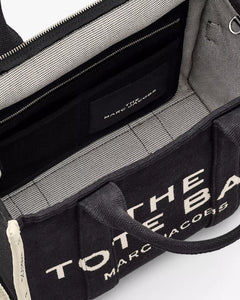 The Medium White Stripe Tote - Black