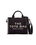 The Medium White Stripe Tote - Black