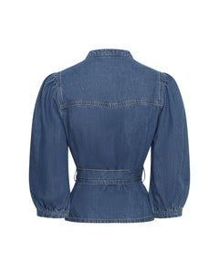 Rylan Elena 3/4 Shirt - Mid Blue Wash