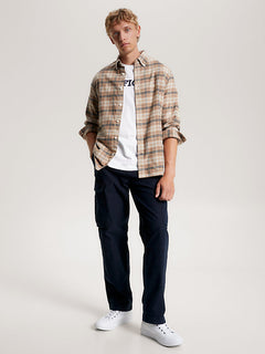 Brushed Tommy Tartan Small Shirt - Classic Khaki / Multi