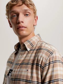 Brushed Tommy Tartan Small Shirt - Classic Khaki / Multi