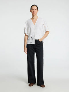 Dahlia Ss Broderi Shirt Noos - Bright White