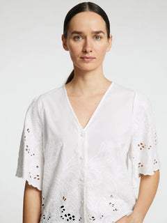 Dahlia Ss Broderi Shirt Noos - Bright White