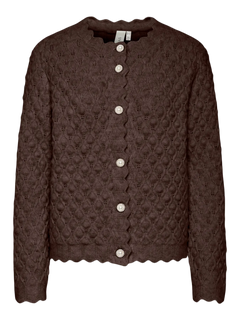 Yasbubble Ls Knit Cardigan S. - Hot Fudge