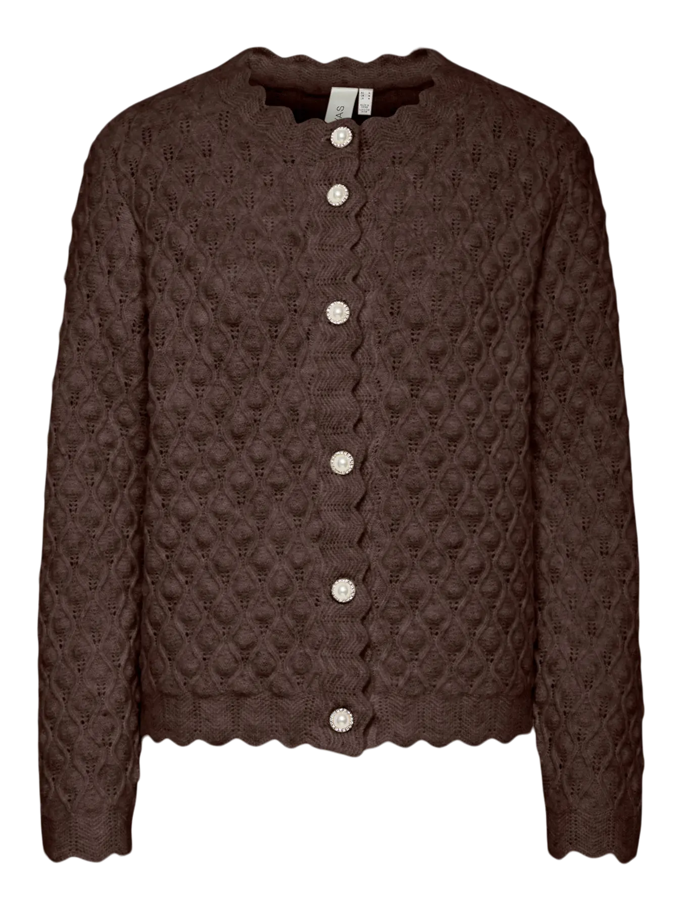 Yasbubble Ls Knit Cardigan S. - Hot Fudge
