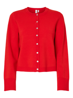 Yaselena Ls Knit Cardigan - Fiery Red