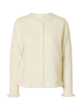 Lulu Frill Ls Knit Cardigan - Snow White Melange