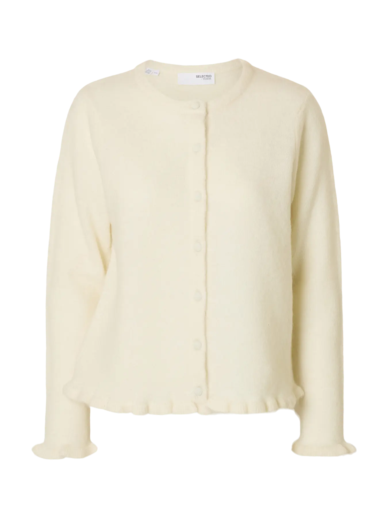 Lulu Frill Ls Knit Cardigan - Snow White Melange