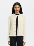 Lulu Frill Ls Knit Cardigan - Snow White Melange