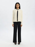 Lulu Frill Ls Knit Cardigan - Snow White Melange