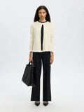 Lulu Frill Ls Knit Cardigan - Snow White Melange