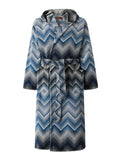 Marea Hooded Bathrobe - Blue/White