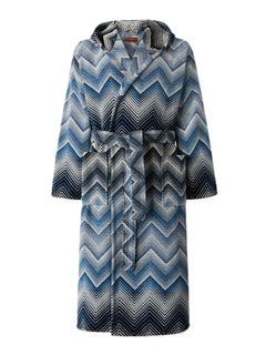 Marea Hooded Bathrobe - Blue/White